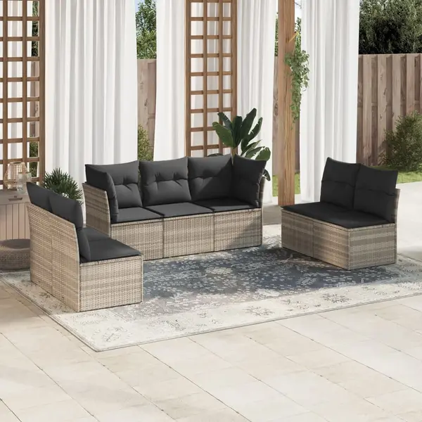 Gossi set canapele de gradina cu perne, 7piese gri deschis poliratan