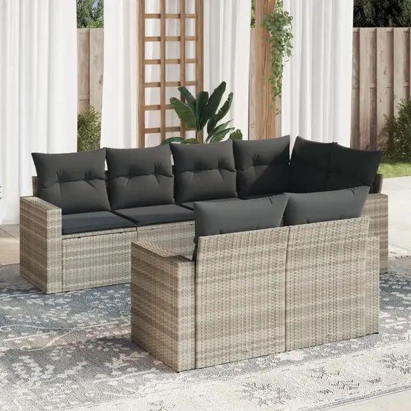 Gossi set canapele de gradina cu perne, 7piese gri deschis poliratan