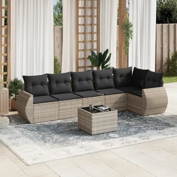 Gossi set canapele de gradina cu perne, 7piese gri deschis poliratan