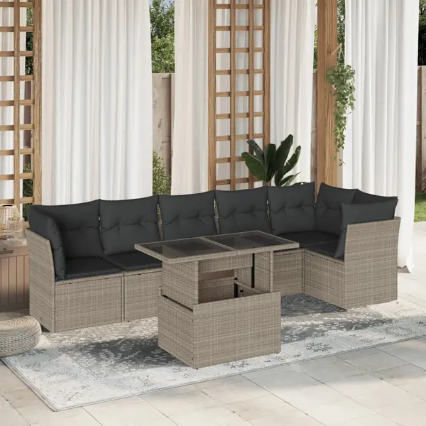 Gossi set canapele de gradina cu perne, 7piese gri deschis poliratan