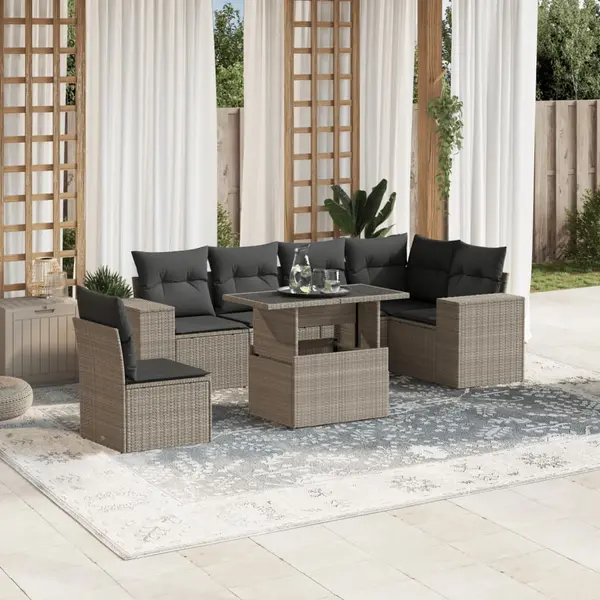 Gossi set canapele de gradina cu perne, 7piese gri deschis poliratan