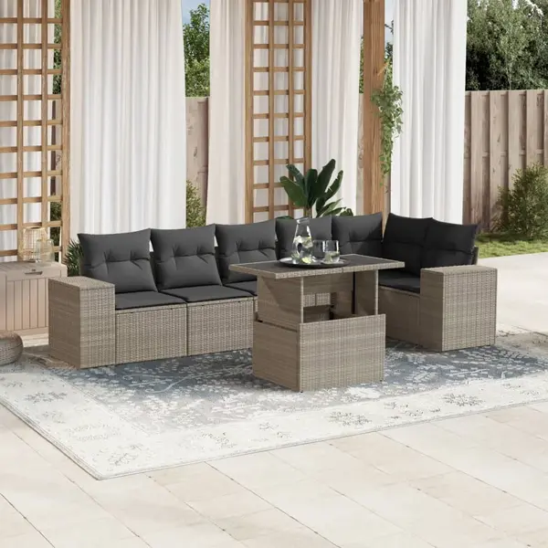 Gossi set canapele de gradina cu perne, 7piese gri deschis poliratan