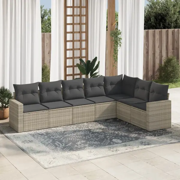 Gossi set canapele de gradina cu perne, 7piese gri deschis poliratan