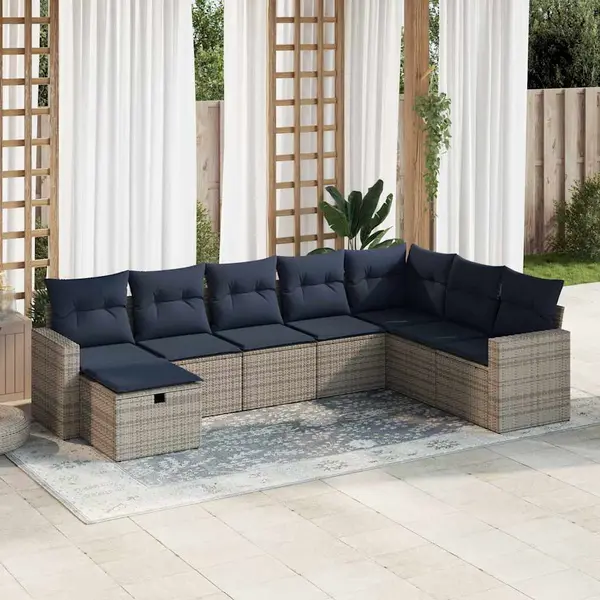 Gossi set canapele de gradina cu perne, 8 piese, gri, poliratan