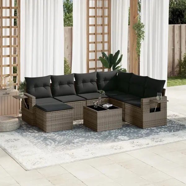 Gossi set canapele de gradina cu perne, 8 piese, gri, poliratan