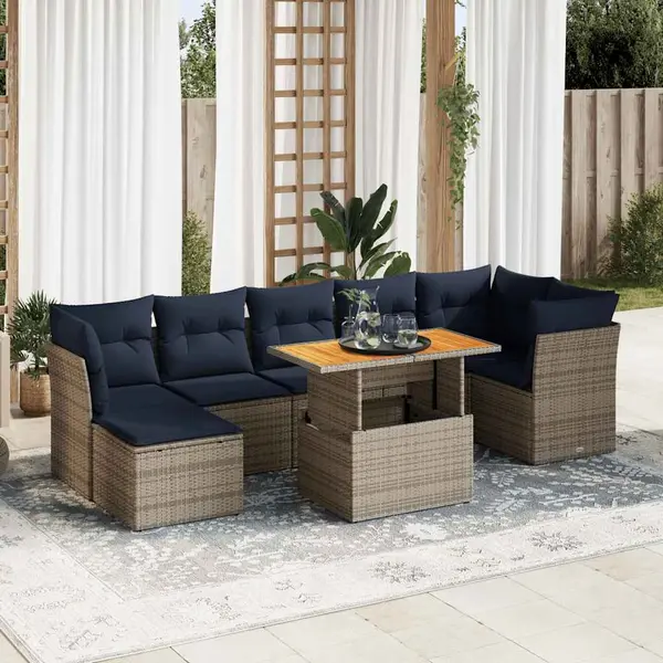 Gossi set canapele de gradina cu perne, 8 piese, gri, poliratan