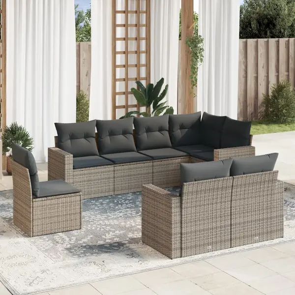 Gossi set canapele de gradina cu perne, 8 piese, gri, poliratan