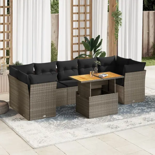 Gossi set canapele de gradina cu perne, 8 piese, gri, poliratan