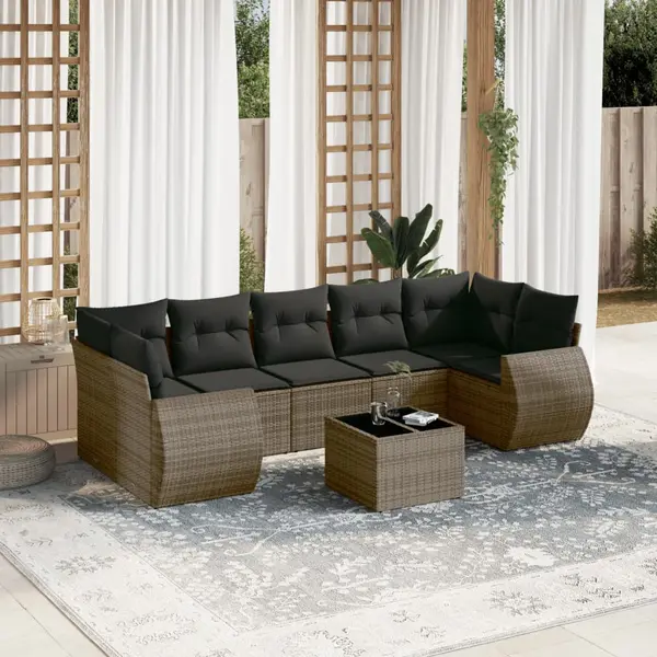 Gossi set canapele de gradina cu perne, 8 piese, gri, poliratan
