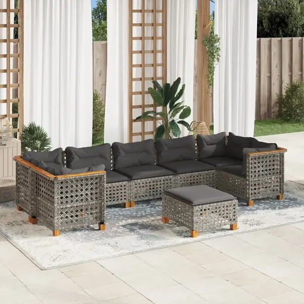 Gossi set canapele de gradina cu perne, 8 piese, gri, poliratan