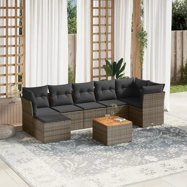 Gossi set canapele de gradina cu perne, 8 piese, gri, poliratan