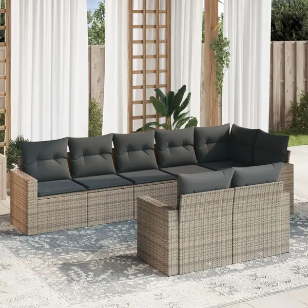 Gossi set canapele de gradina cu perne, 8 piese, gri, poliratan