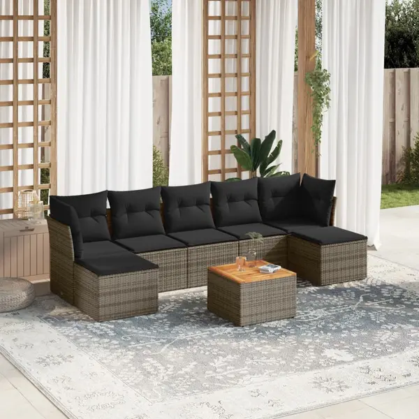 Gossi set canapele de gradina cu perne, 8 piese, gri, poliratan