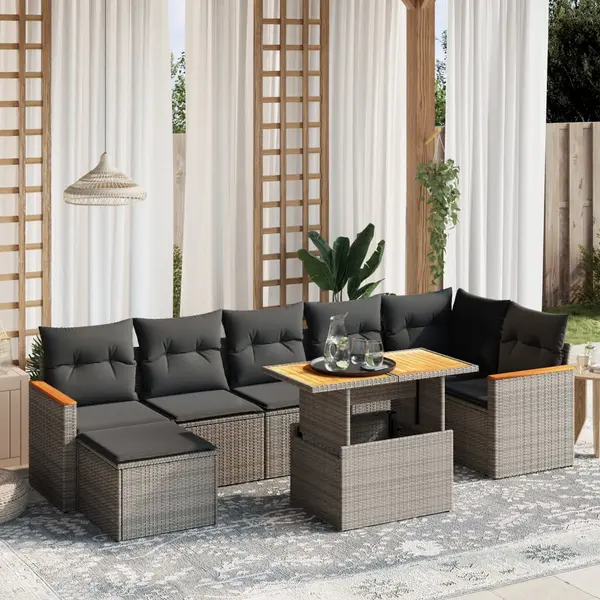 Gossi set canapele de gradina cu perne, 8 piese, gri, poliratan