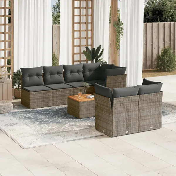 Gossi set canapele de gradina cu perne, 8 piese, gri, poliratan