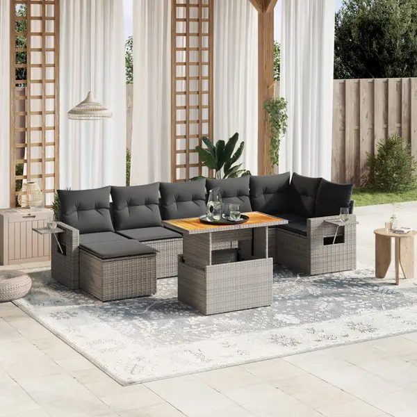 Gossi set canapele de gradina cu perne, 8 piese, gri, poliratan