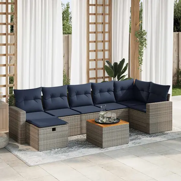 Gossi set canapele de gradina cu perne, 8 piese, gri, poliratan