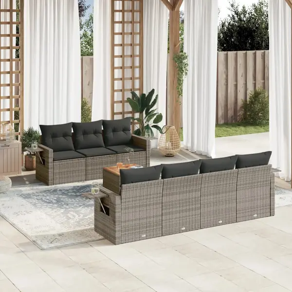 Gossi set canapele de gradina cu perne, 8 piese, gri, poliratan