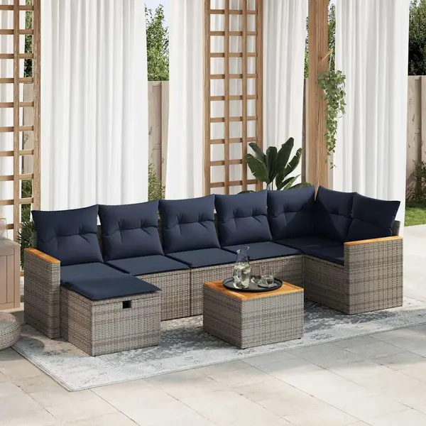 Gossi set canapele de gradina cu perne, 8 piese, gri, poliratan