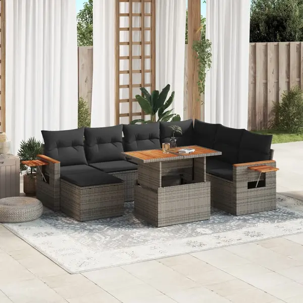 Gossi set canapele de gradina cu perne, 8 piese, gri, poliratan