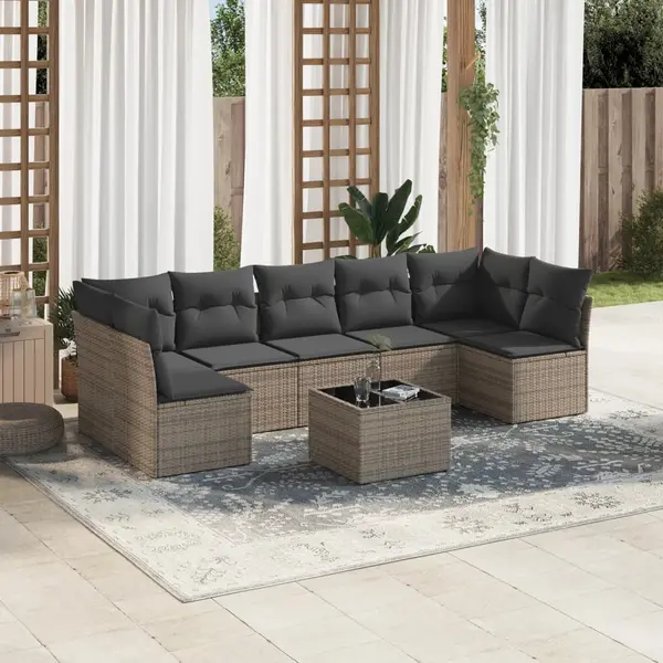 Gossi set canapele de gradina cu perne, 8 piese, gri, poliratan