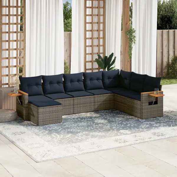 Gossi set canapele de gradina cu perne, 8 piese, gri, poliratan
