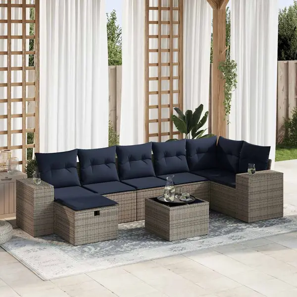 Gossi set canapele de gradina cu perne, 8 piese, gri, poliratan