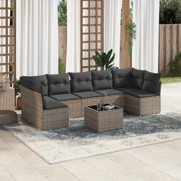 Gossi set canapele de gradina cu perne, 8 piese, gri, poliratan