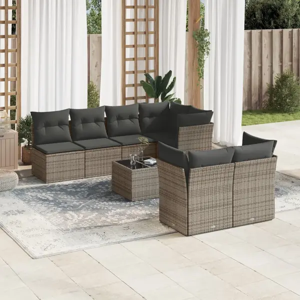 Gossi set canapele de gradina cu perne, 8 piese, gri, poliratan