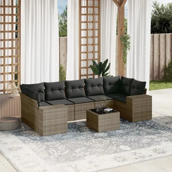 Gossi set canapele de gradina cu perne, 8 piese, gri, poliratan