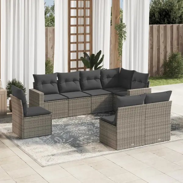 Gossi set canapele de gradina cu perne, 8 piese, gri, poliratan