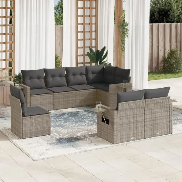 Gossi set canapele de gradina cu perne, 8 piese, gri, poliratan