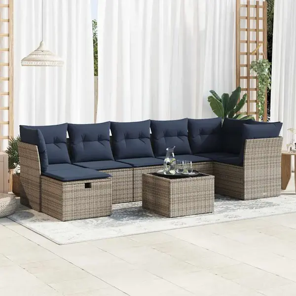 Gossi set canapele de gradina cu perne, 8 piese, gri, poliratan