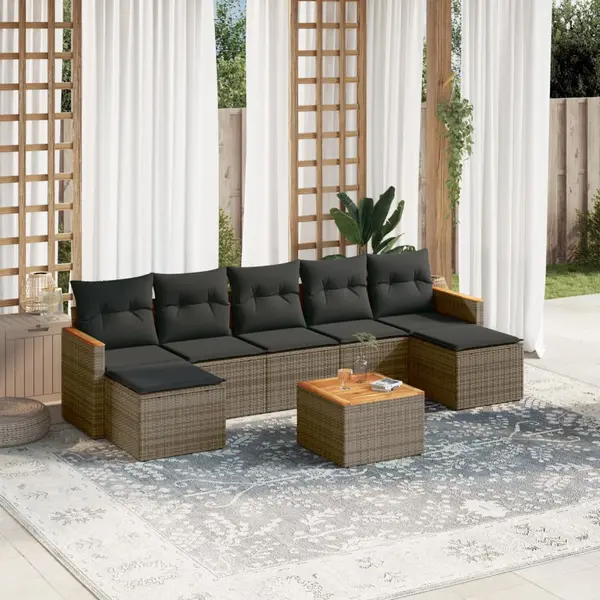 Gossi set canapele de gradina cu perne, 8 piese, gri, poliratan