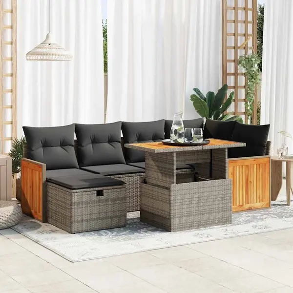 Gossi set canapele de gradina cu perne, 8 piese, gri, poliratan