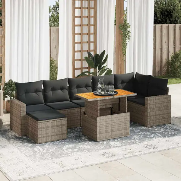 Gossi set canapele de gradina cu perne, 8 piese, gri, poliratan