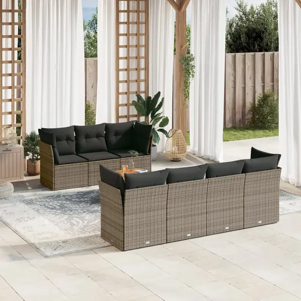 Gossi set canapele de gradina cu perne, 8 piese, gri, poliratan