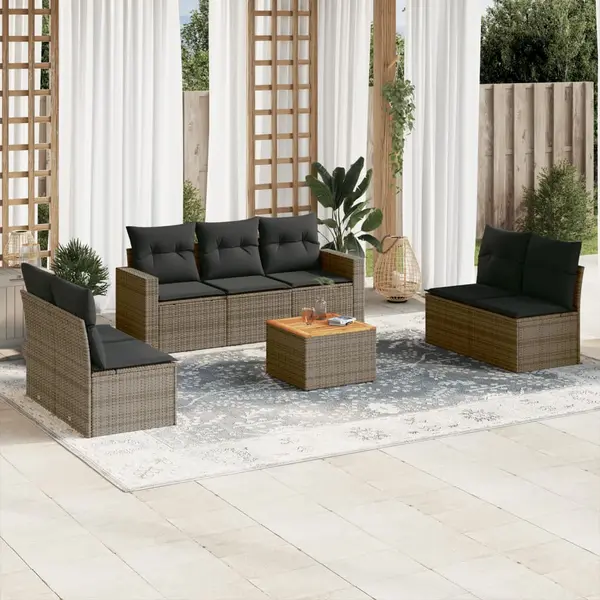Gossi set canapele de gradina cu perne, 8 piese, gri, poliratan