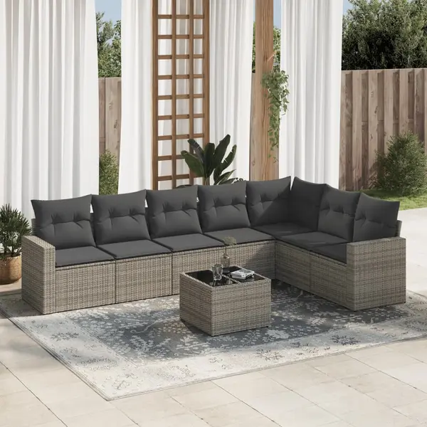 Gossi set canapele de gradina cu perne, 8 piese, gri, poliratan