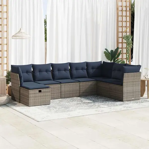 Gossi set canapele de gradina cu perne, 8 piese, gri, poliratan