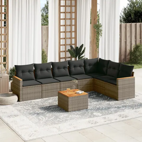 Gossi set canapele de gradina cu perne, 8 piese, gri, poliratan
