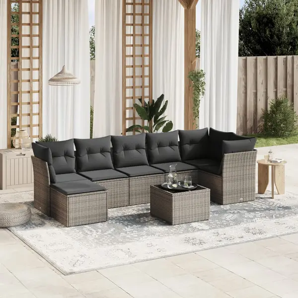 Gossi set canapele de gradina cu perne, 8 piese, gri, poliratan