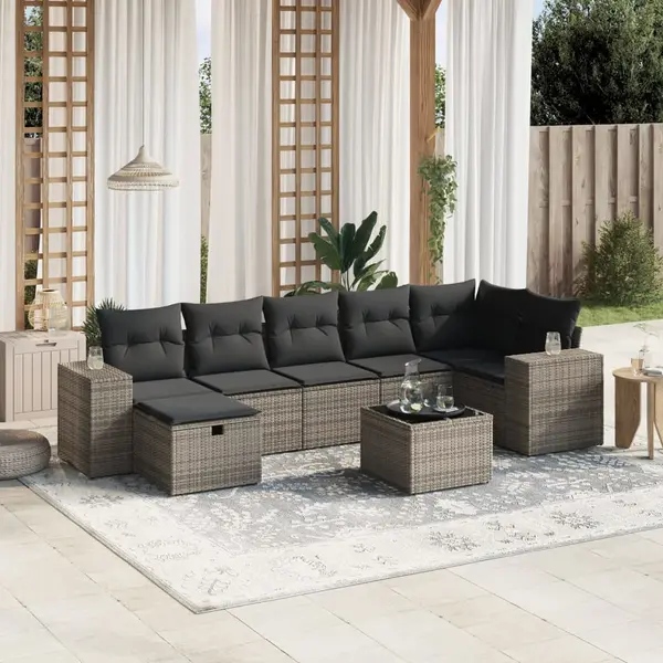 Gossi set canapele de gradina cu perne, 8 piese, gri, poliratan