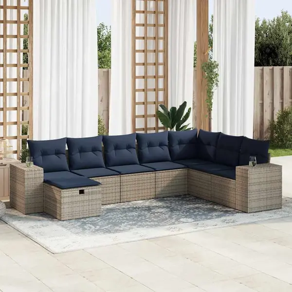 Gossi set canapele de gradina cu perne, 8 piese, gri, poliratan