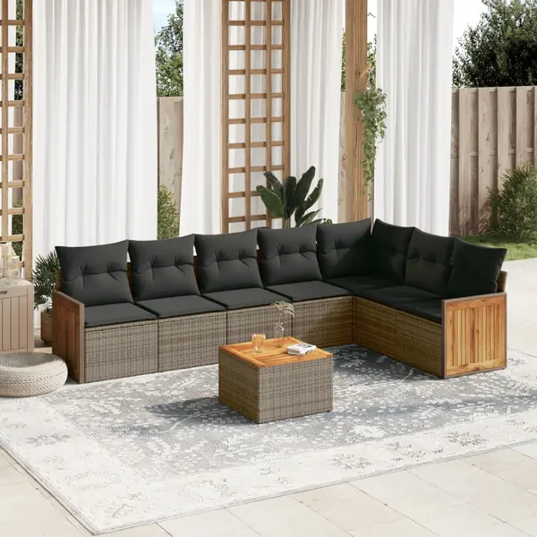 Gossi set canapele de gradina cu perne, 8 piese, gri, poliratan