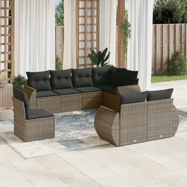 Gossi set canapele de gradina cu perne, 8 piese, gri, poliratan