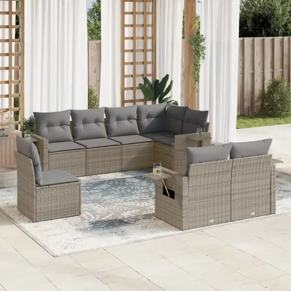 Gossi set canapele de gradina cu perne, 8 piese, gri, poliratan