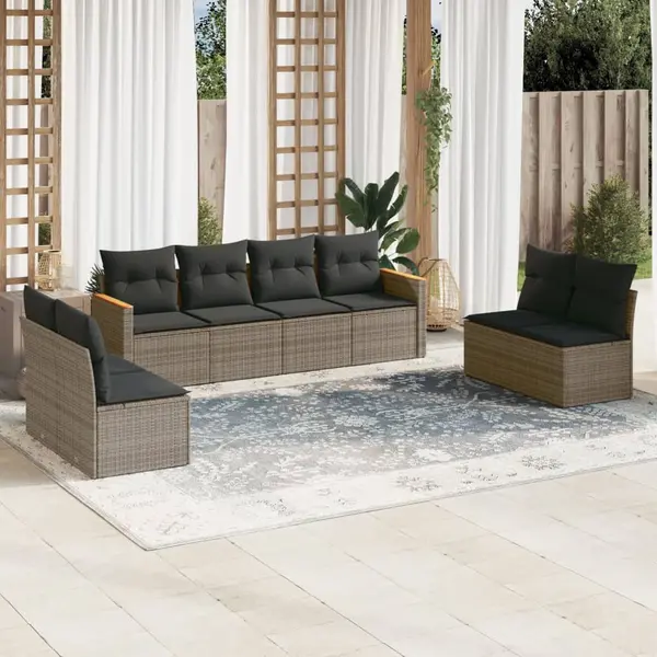 Gossi set canapele de gradina cu perne, 8 piese, gri, poliratan