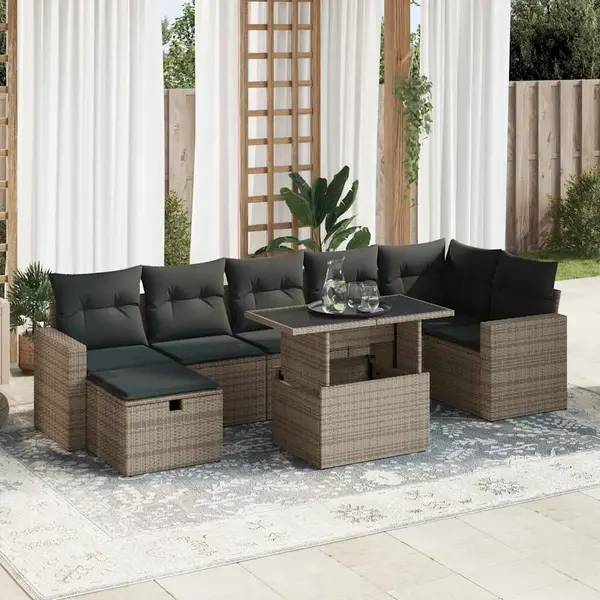 Gossi set canapele de gradina cu perne, 8 piese, gri, poliratan