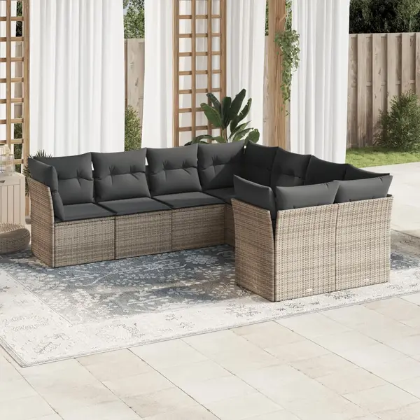Gossi set canapele de gradina cu perne, 8 piese, gri, poliratan